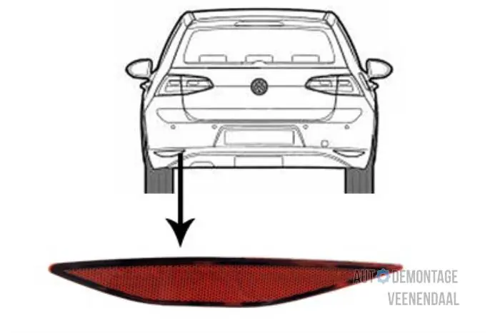 Rear bumper reflector, left Volkswagen Golf